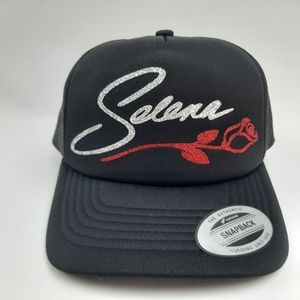 Selena Foam Trucker Mesh Snapback Hat Cap Black